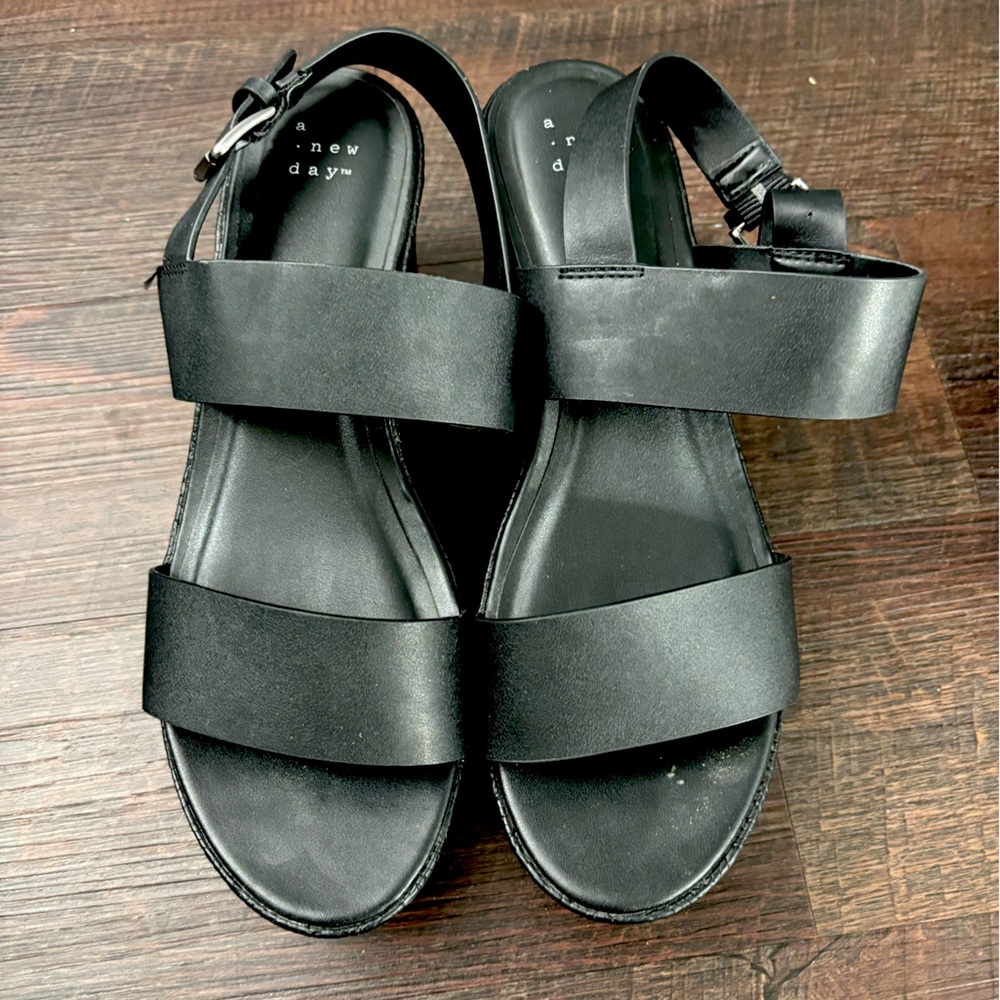 A New Day Black Platform Sandals. Worn a few times. Like new